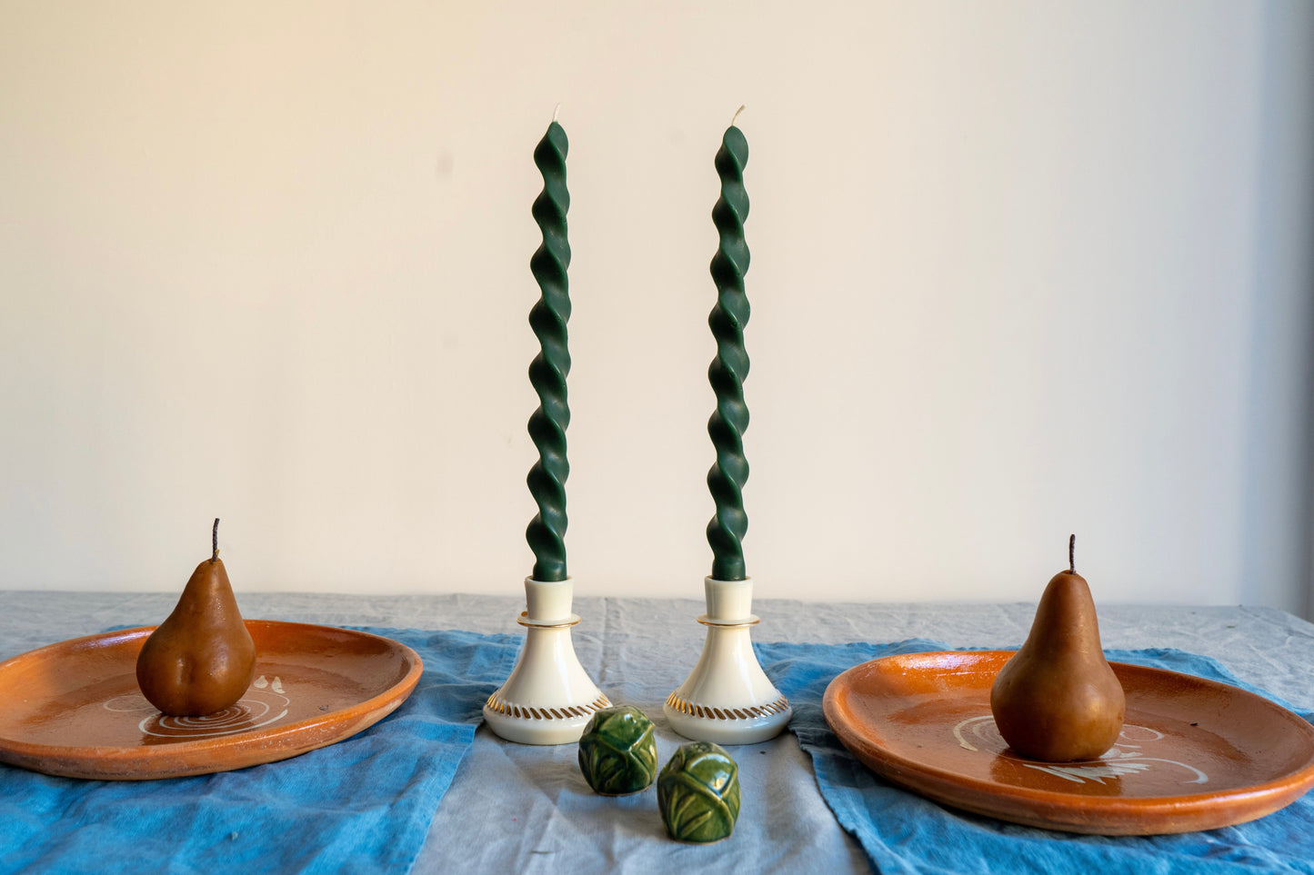 *IMPERFECT* Forest Green Beeswax Dinner Tapers - Set of 4