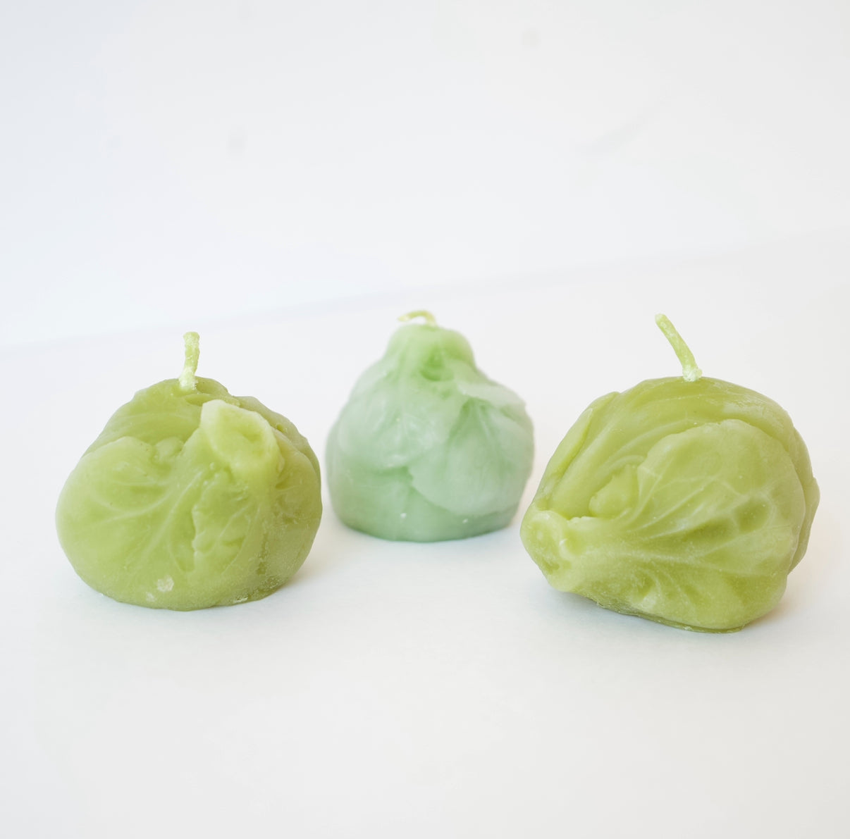 *IMPERFECT* BRUSSELS SPROUTS BEESWAX CANDLES - SET OF 3