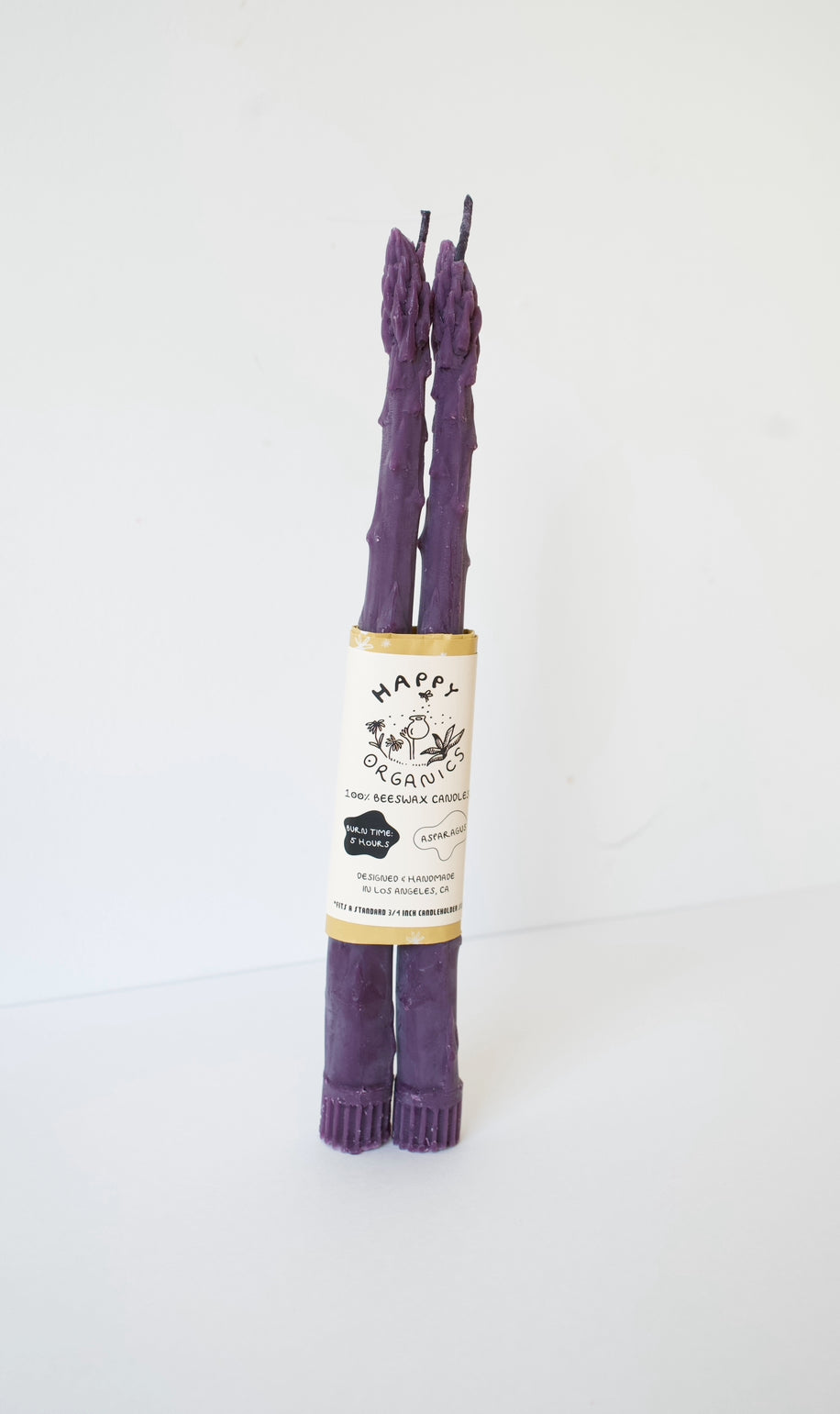 *IMPERFECT* PURPLE ASPARAGUS TAPER BEESWAX CANDLES PAIR