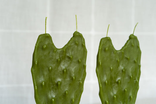 Heart Nopal Cactus Beeswax Candle - Set of 2