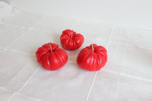 SET OF 3 HEIRLOOM TOMATO BEESWAX CANDLES