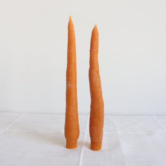 Beeswax Carrot Taper Candles- Set of 2