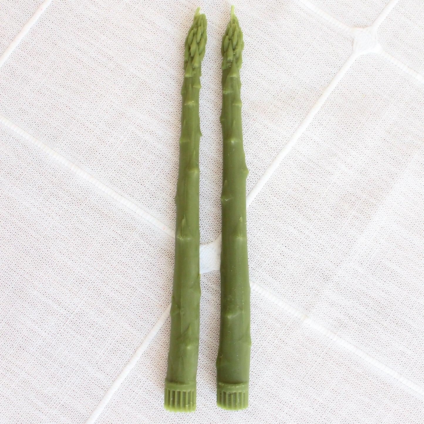 BEESWAX ASPARAGUS TAPER CANDLES PAIR - 9 INCH TALL