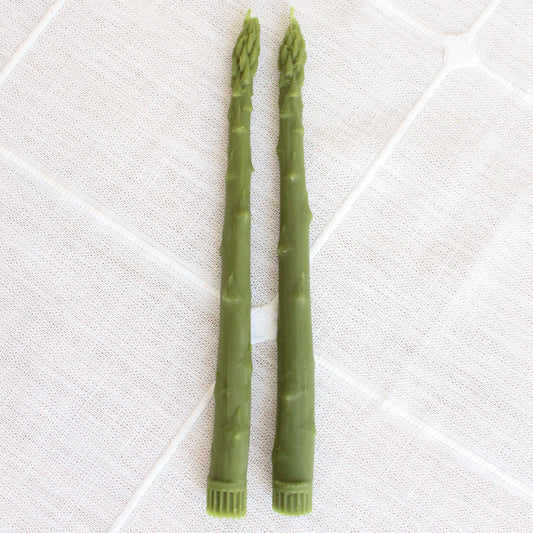 ASPARAGUS TAPER BEESWAX CANDLES PAIR