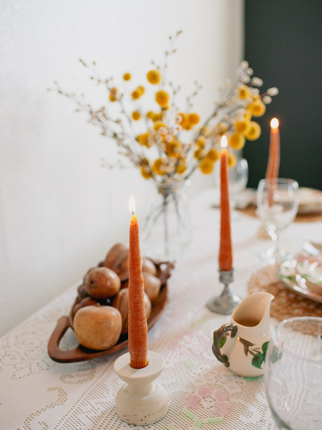 BEESWAX CARROT TAPER CANDLES PAIR - 9 INCH TALL - Happy Organics