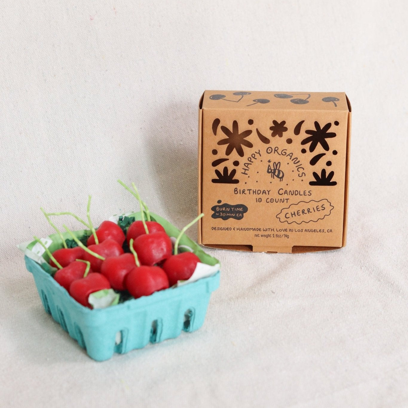 Beeswax Cherry Birthday Candles - Happy Organics