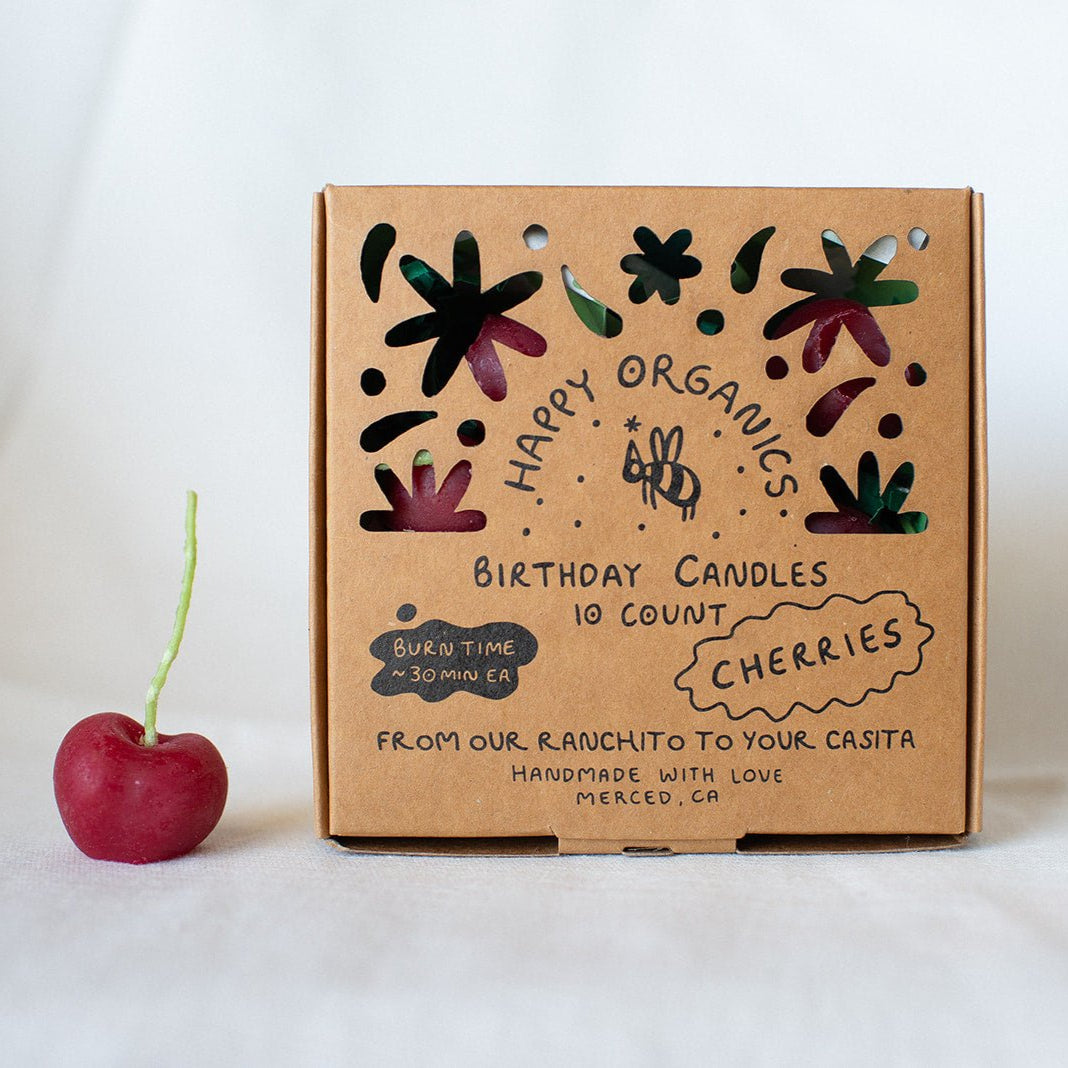 Beeswax Cherry Birthday Candles - Happy Organics