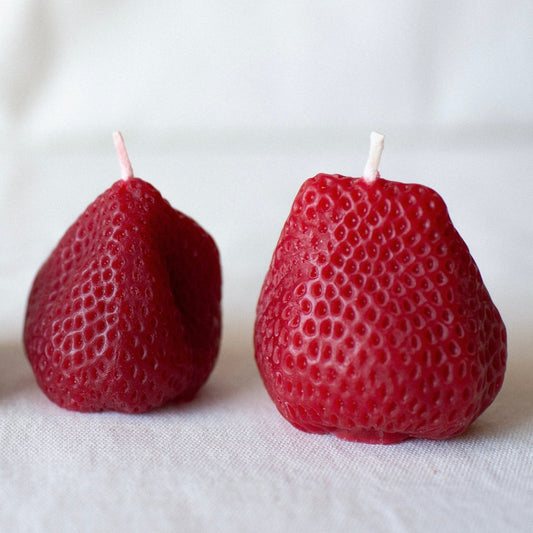 Big Strawberry Candles - Set of 2 - Happy Organics