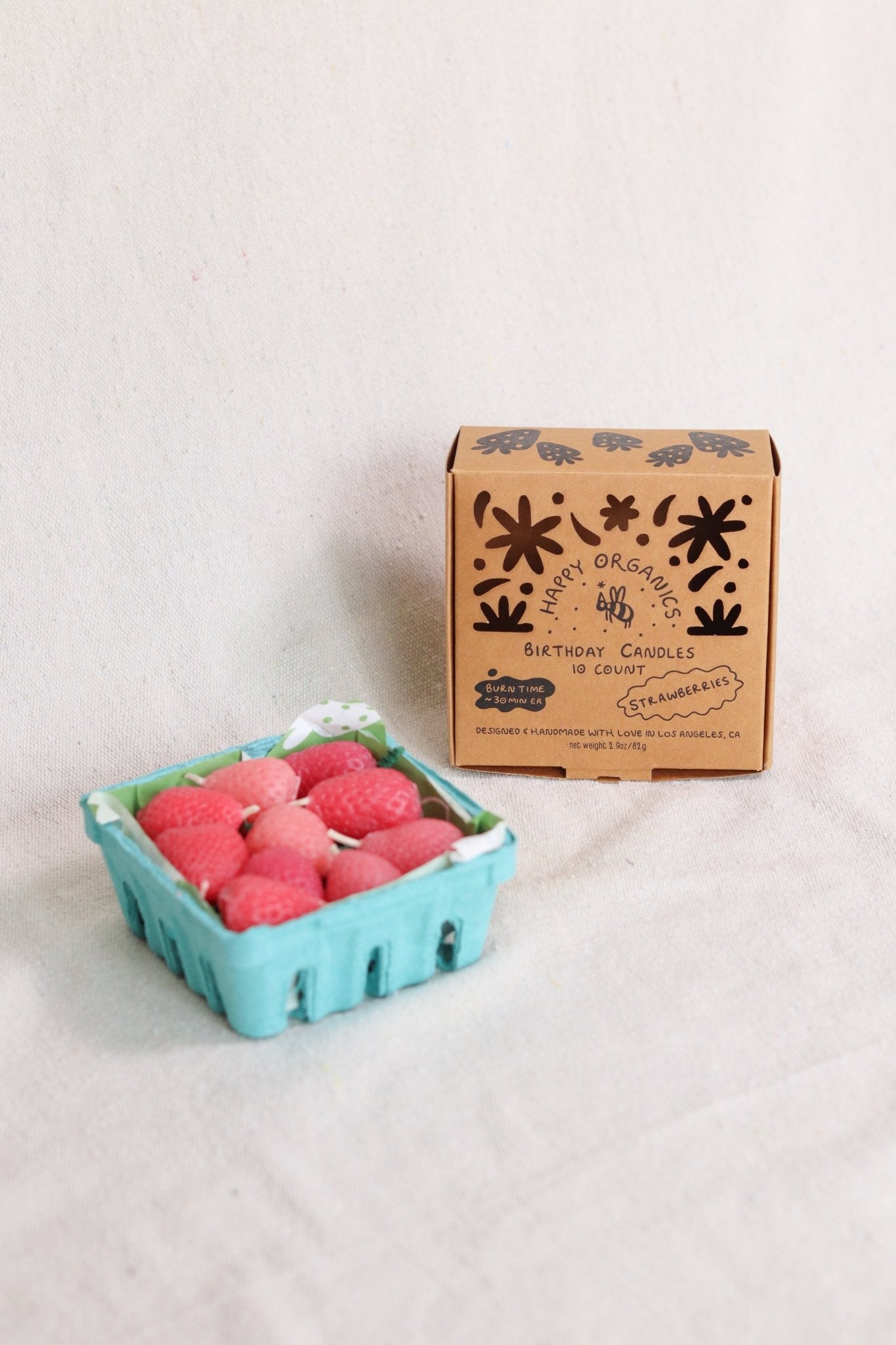 Pink Strawberry Birthday Beeswax Candles - Happy Organics