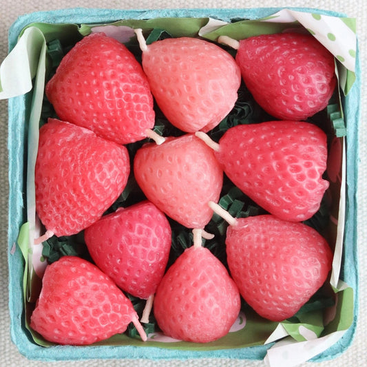 Pink Strawberry Birthday Beeswax Candles - Happy Organics