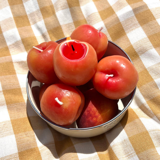 Yellow Peach Beeswax Candles — Set of 4 - Happy Organics