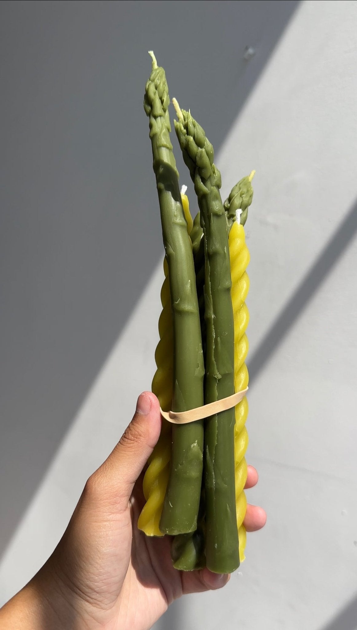 Asparagus Beeswax Candle Tapers (2) - Happy Organics