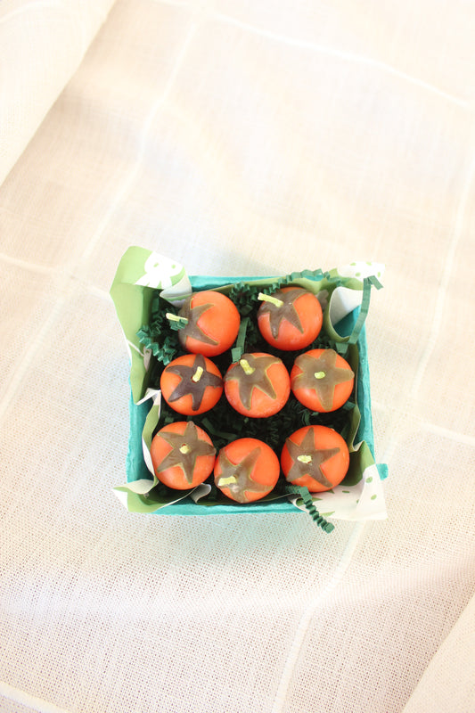 Orange Cherry Tomato Beeswax Birthday Candles 8-count
