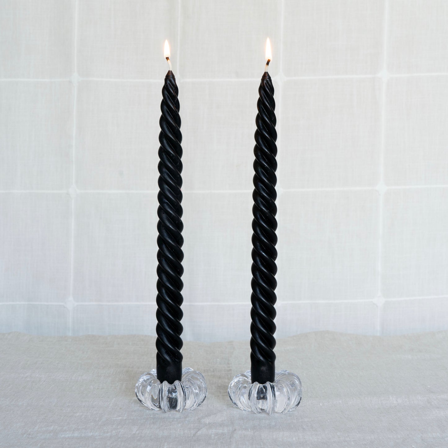 Black Beeswax Spiral Dinner Tapers - Set of 4