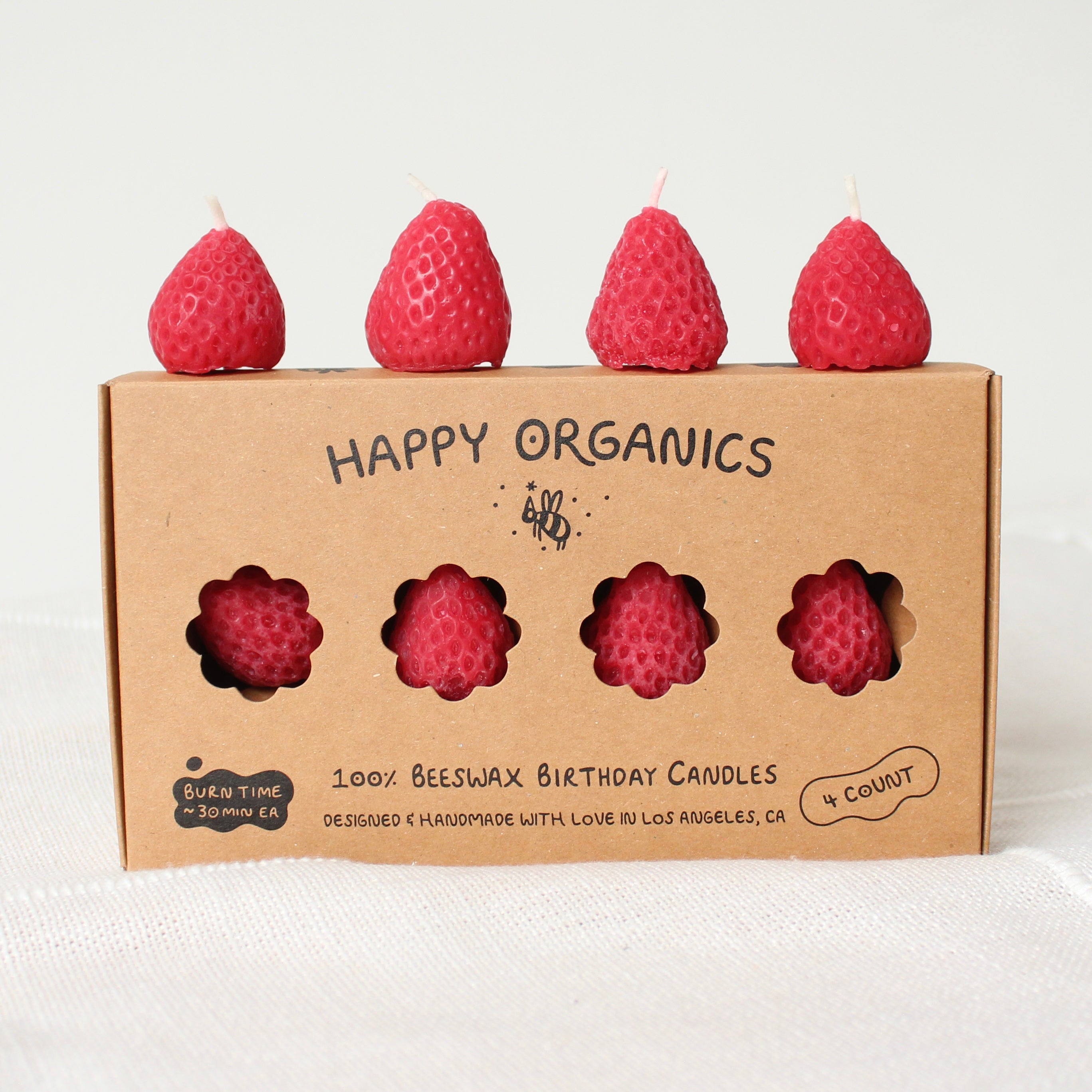 Beeswax Strawberry Birthday Candles by Happy Organics - Thumbnail 2