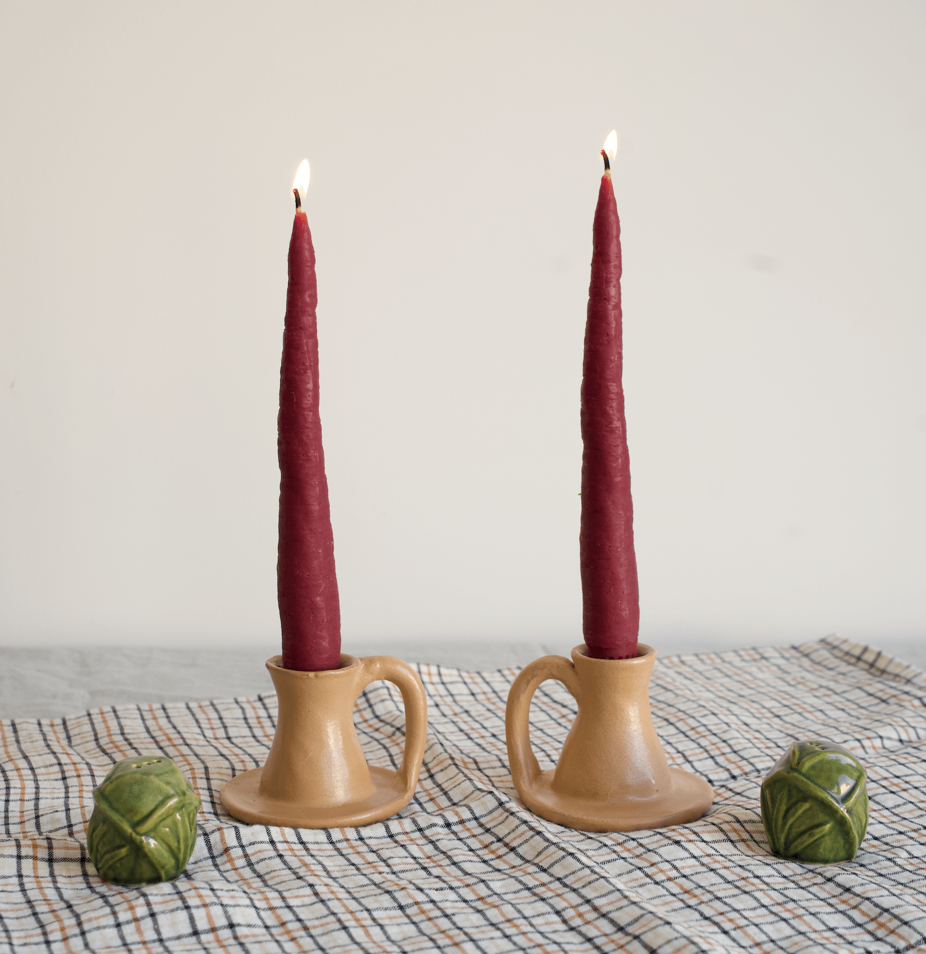 8'' Purple Carrot Taper Beeswax Candles Set of 2 - Happy Organics