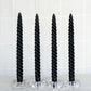 Black Beeswax Spiral Dinner Tapers - Set of 4