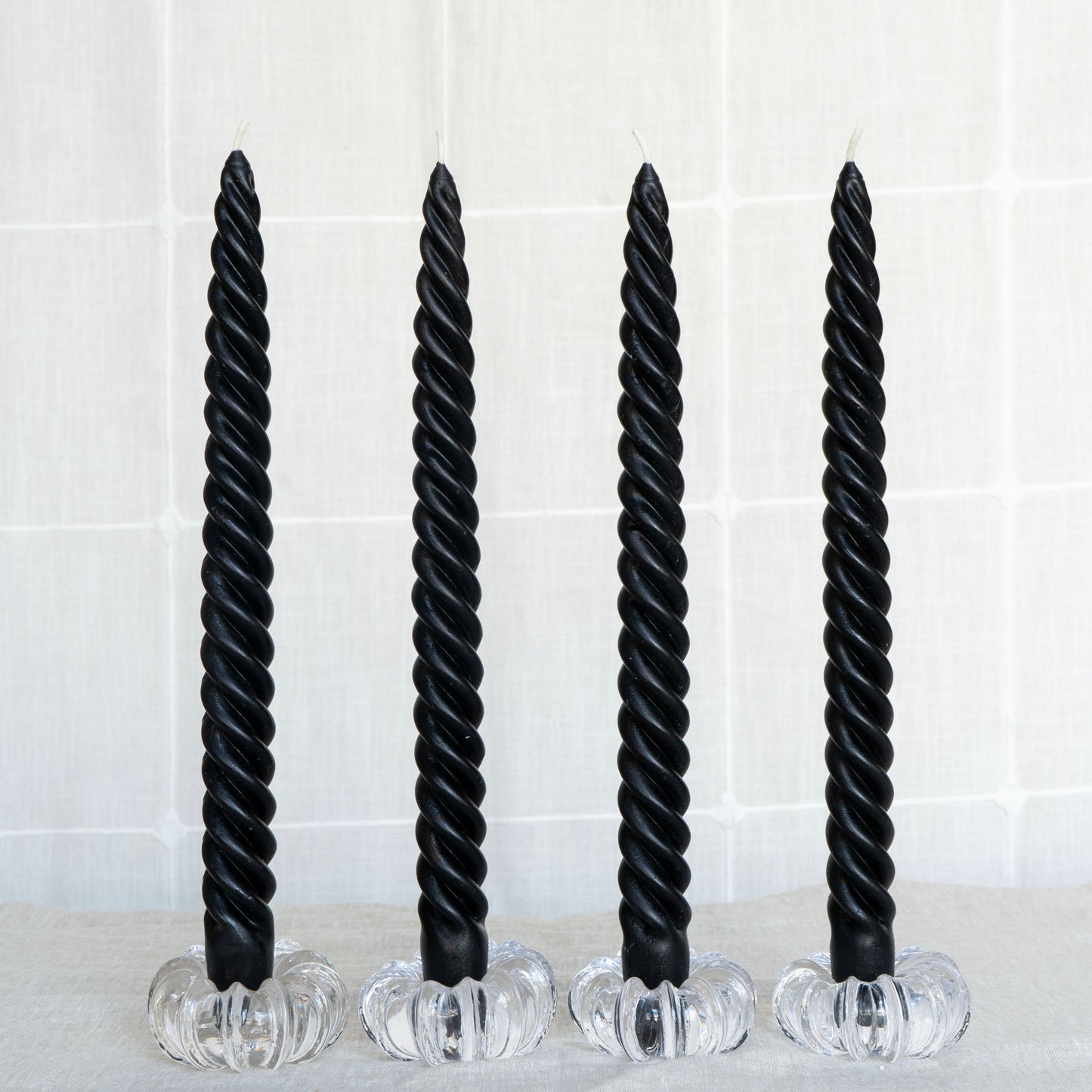 Black Beeswax Spiral Dinner Tapers - Set of 4
