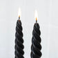 Black Beeswax Spiral Dinner Tapers - Set of 4