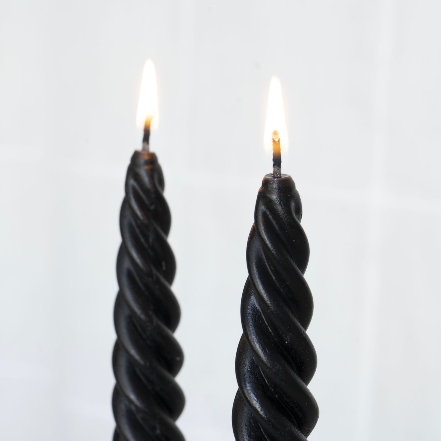 Black Beeswax Spiral Dinner Tapers - Set of 4