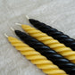 Black & Yellow Beeswax Spiral Dinner Tapers - Set of 4