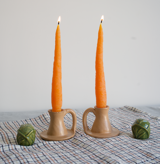 8'' Carrot Taper Beeswax Candles Set of 2