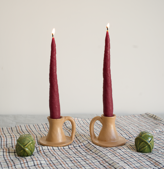 8'' Purple Carrot Taper Beeswax Candles Set of 2