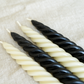 Black & White Beeswax Spiral Dinner Tapers - Set of 4
