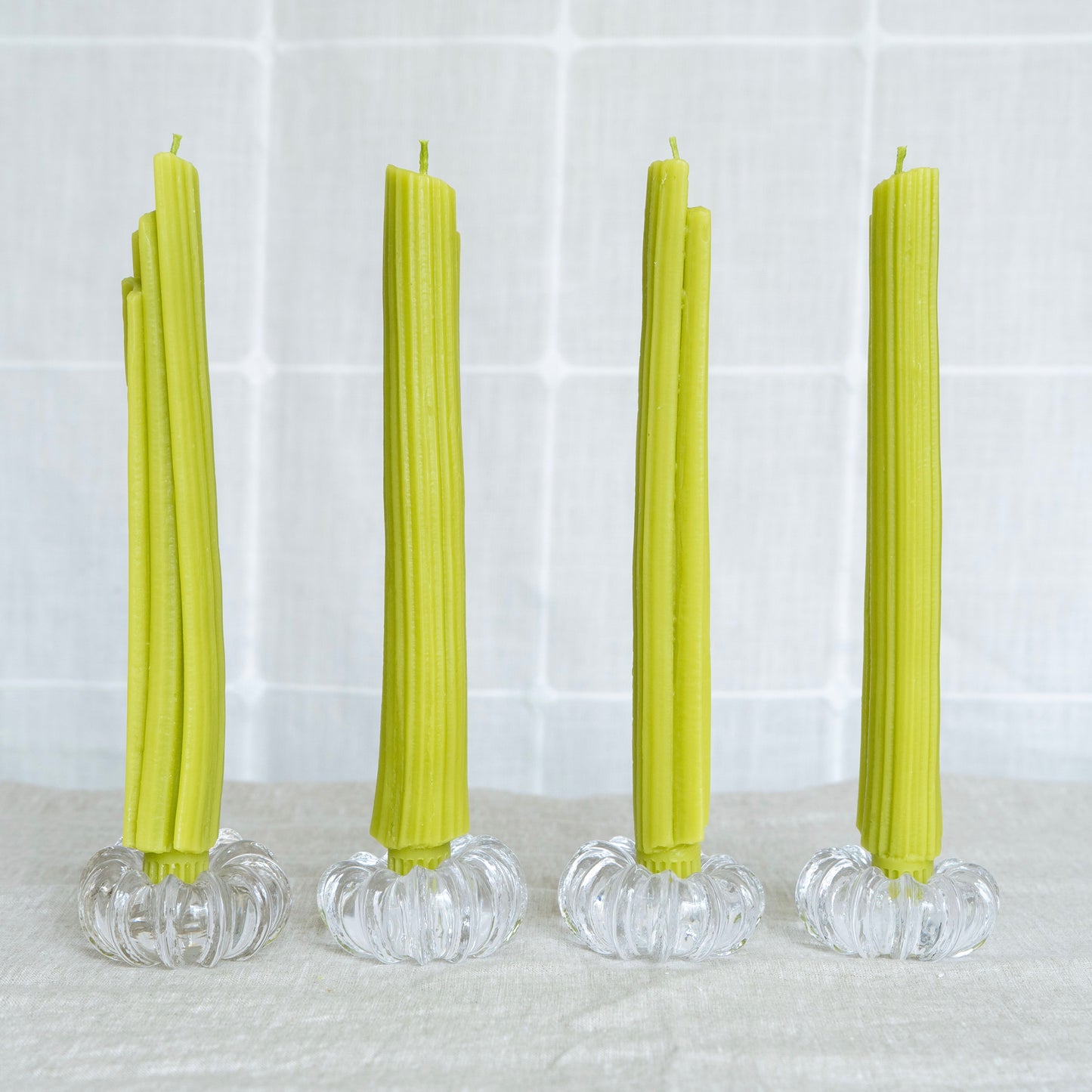 Celery Taper Beeswax Candles - Set of 4