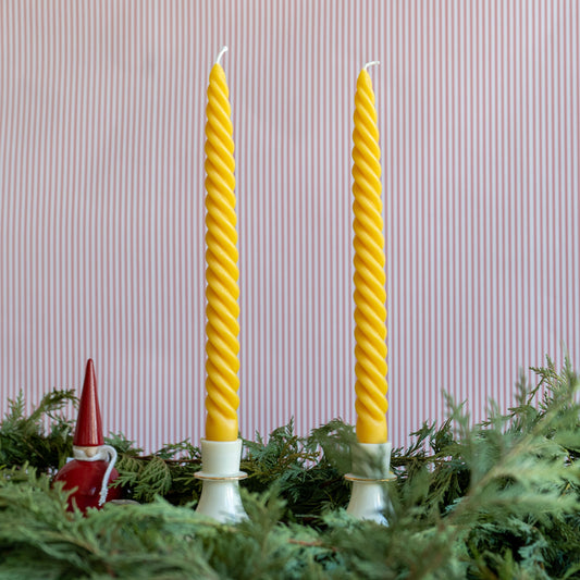 Natural Yellow Dinner Tapers - Set of 2