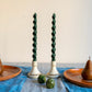 *IMPERFECT* Forest Green Beeswax Dinner Tapers - Set of 4