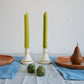 BEESWAX CELERY TAPER CANDLES - SET OF 2