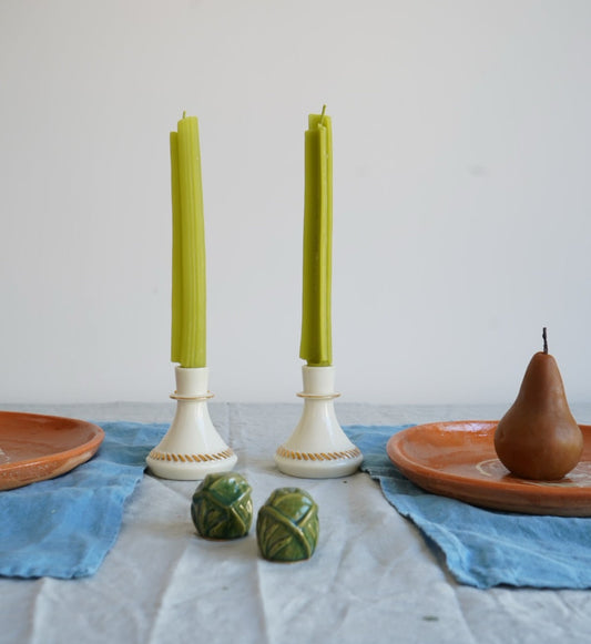 BEESWAX CELERY TAPER CANDLES - SET OF 2