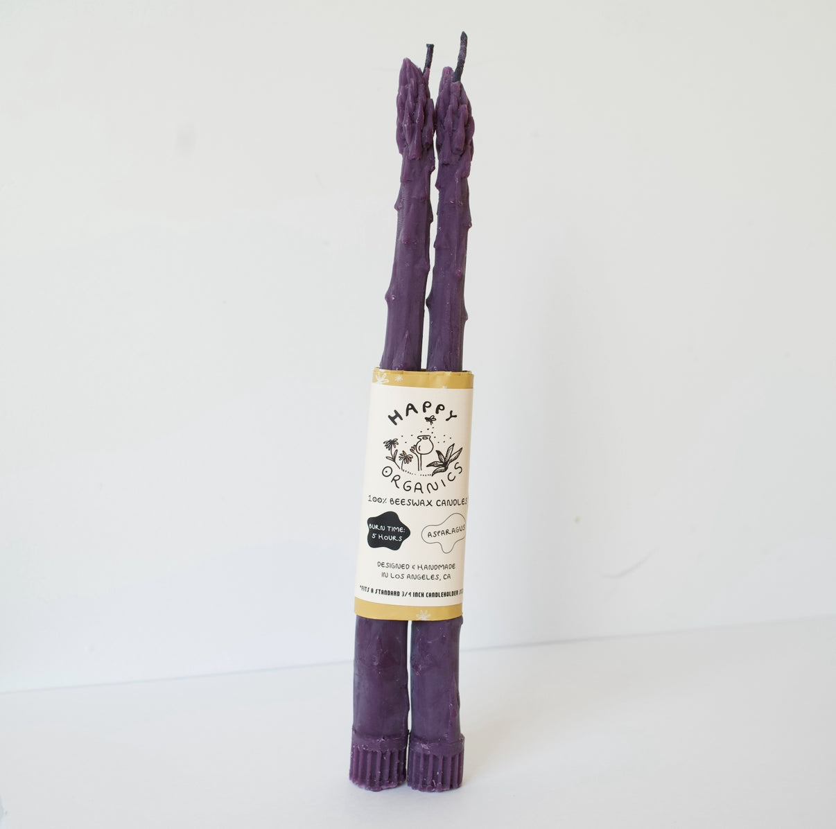 *IMPERFECT* PURPLE ASPARAGUS TAPER BEESWAX CANDLES PAIR