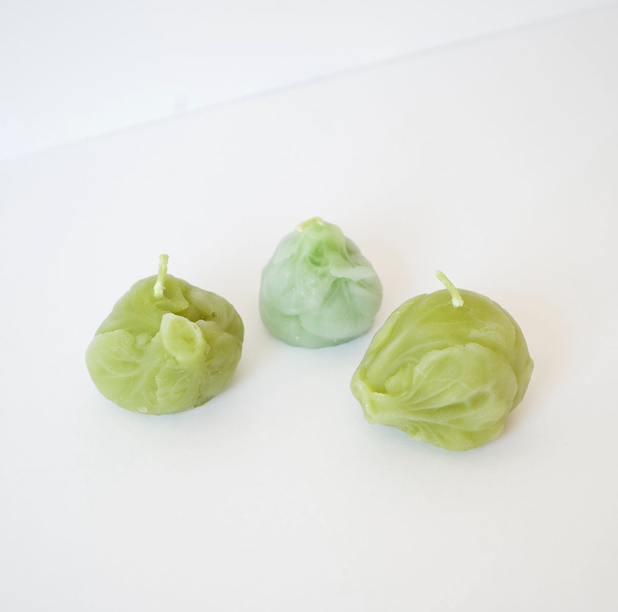 *IMPERFECT* BRUSSELS SPROUTS BEESWAX CANDLES - SET OF 3