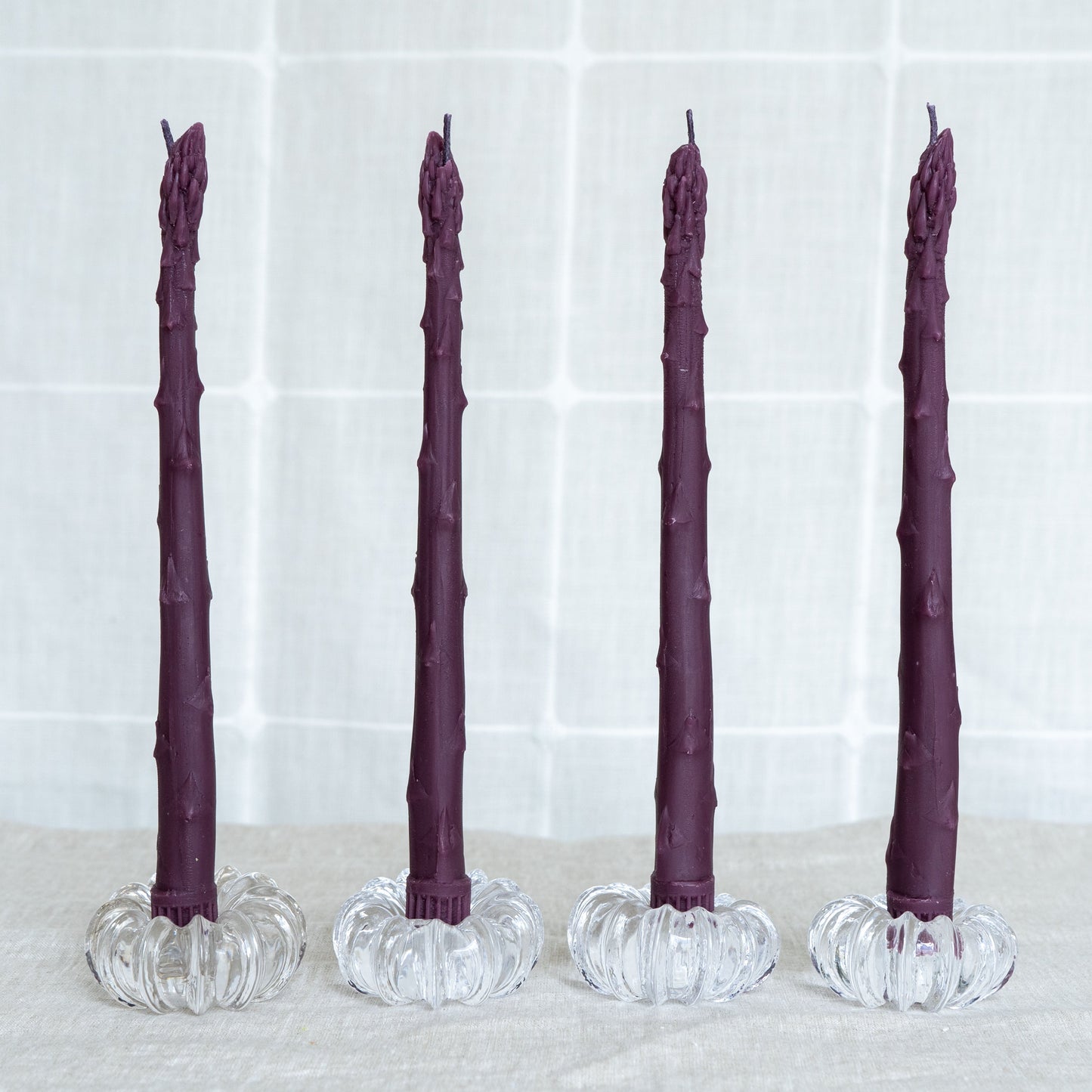 Purple Asparagus Taper Beeswax Candles - Set of 4