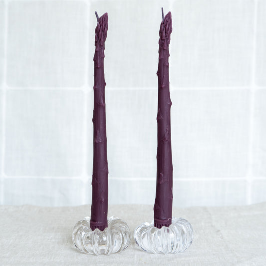 Purple Asparagus Taper Beeswax Candles