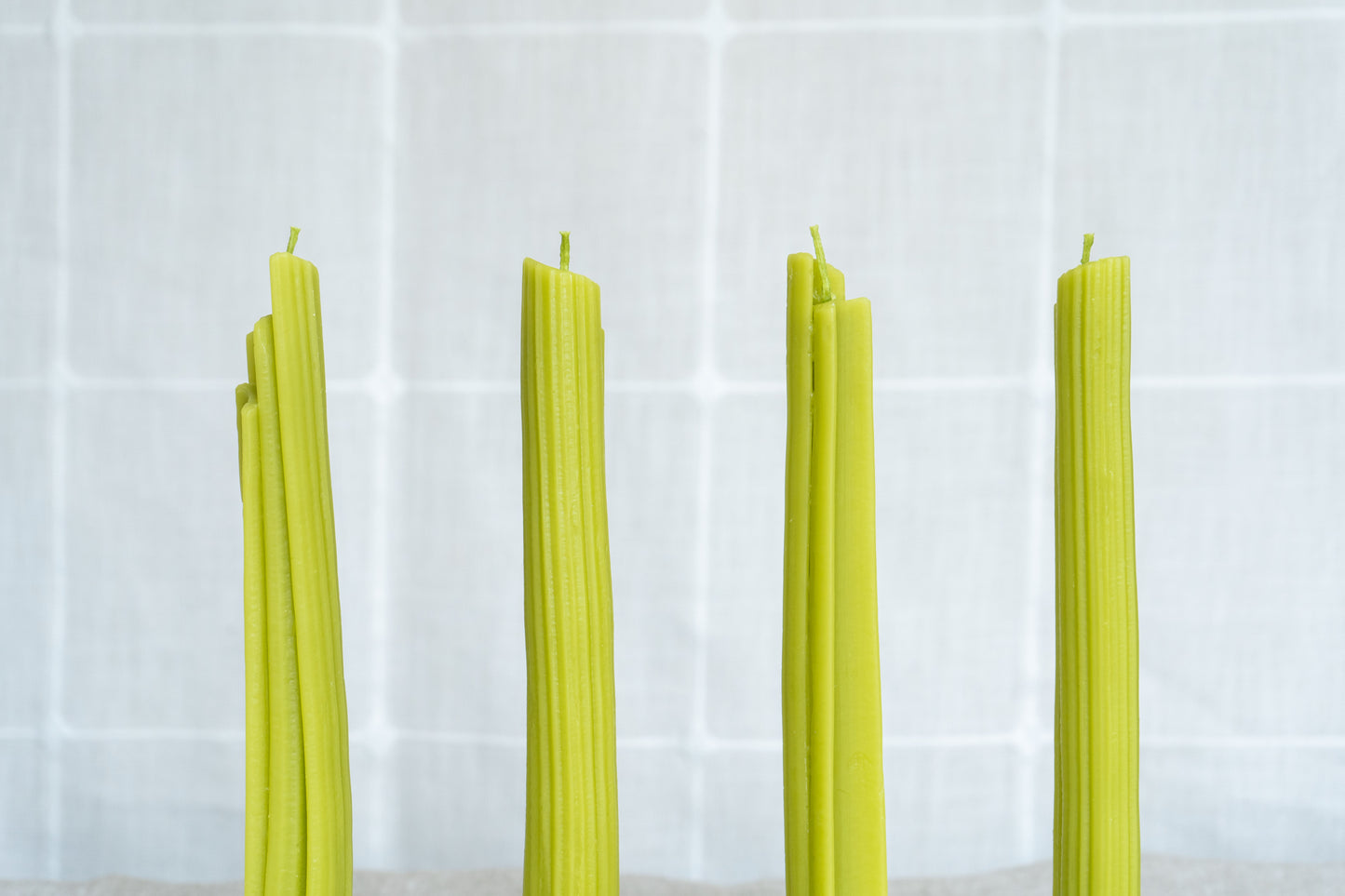 Celery Taper Beeswax Candles - Set of 4