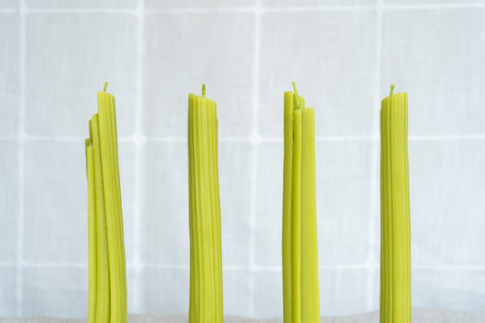 Celery Taper Beeswax Candles - Set of 4
