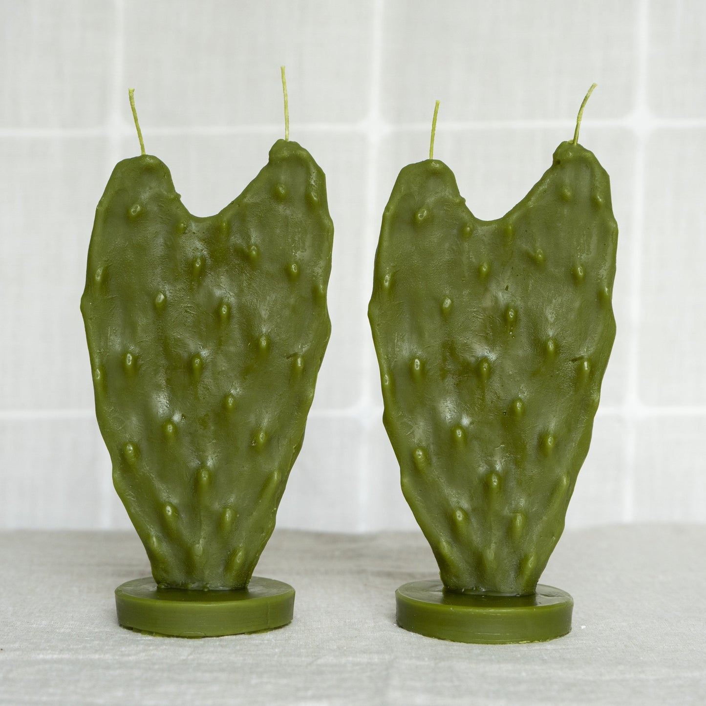 Heart Nopal Cactus Beeswax Candle - Set of 2