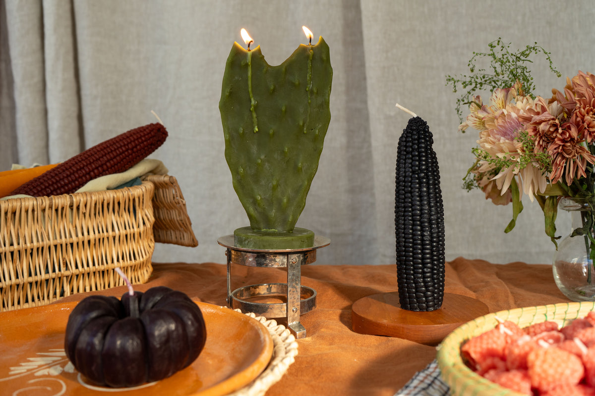 Heart Nopal Cactus Beeswax Candle - Set of 2