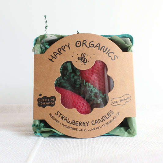Big Strawberry Beeswax Candle Pair