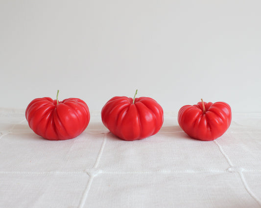 SET OF 3 HEIRLOOM TOMATO BEESWAX CANDLES