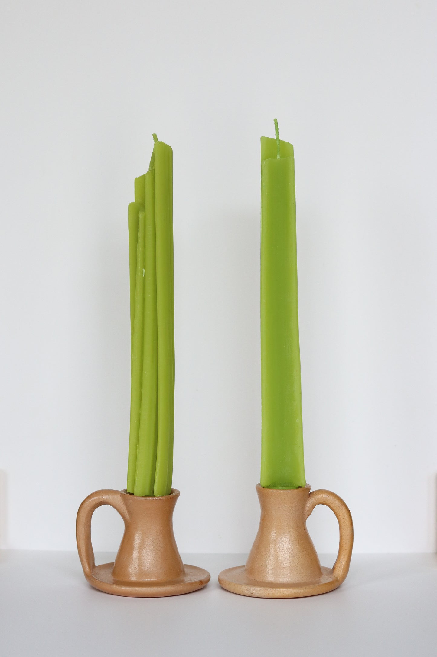 CELERY TAPER BEESWAX CANDLES - SET OF 2