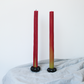 RHUBARB TAPER BEESWAX CANDLES PAIR