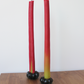 RHUBARB TAPER BEESWAX CANDLES PAIR