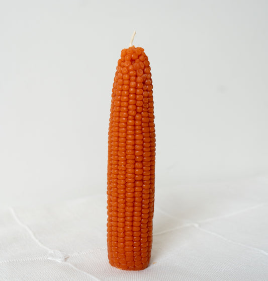 Maple Leaf Tall Beeswax Corn Candle