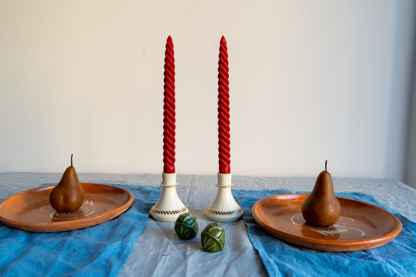 Red Beeswax Dinner Tapers - Set of 4