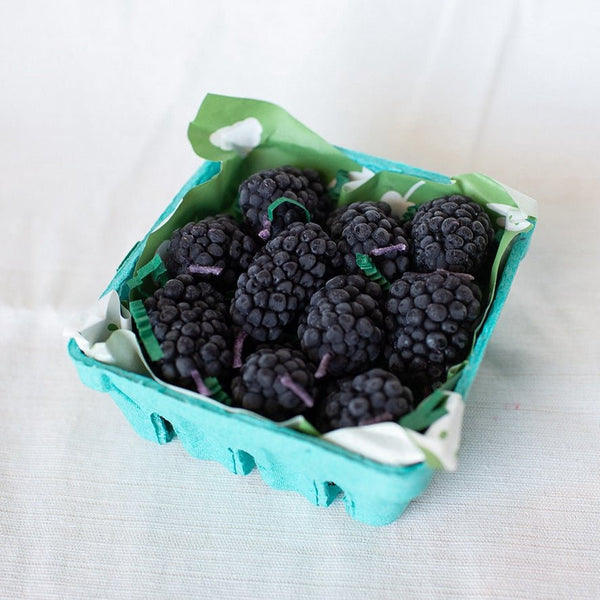 Blackberry Beeswax Birthday Candles, additional view of the realistic blackberry-shaped beeswax candle set by Happy Organics