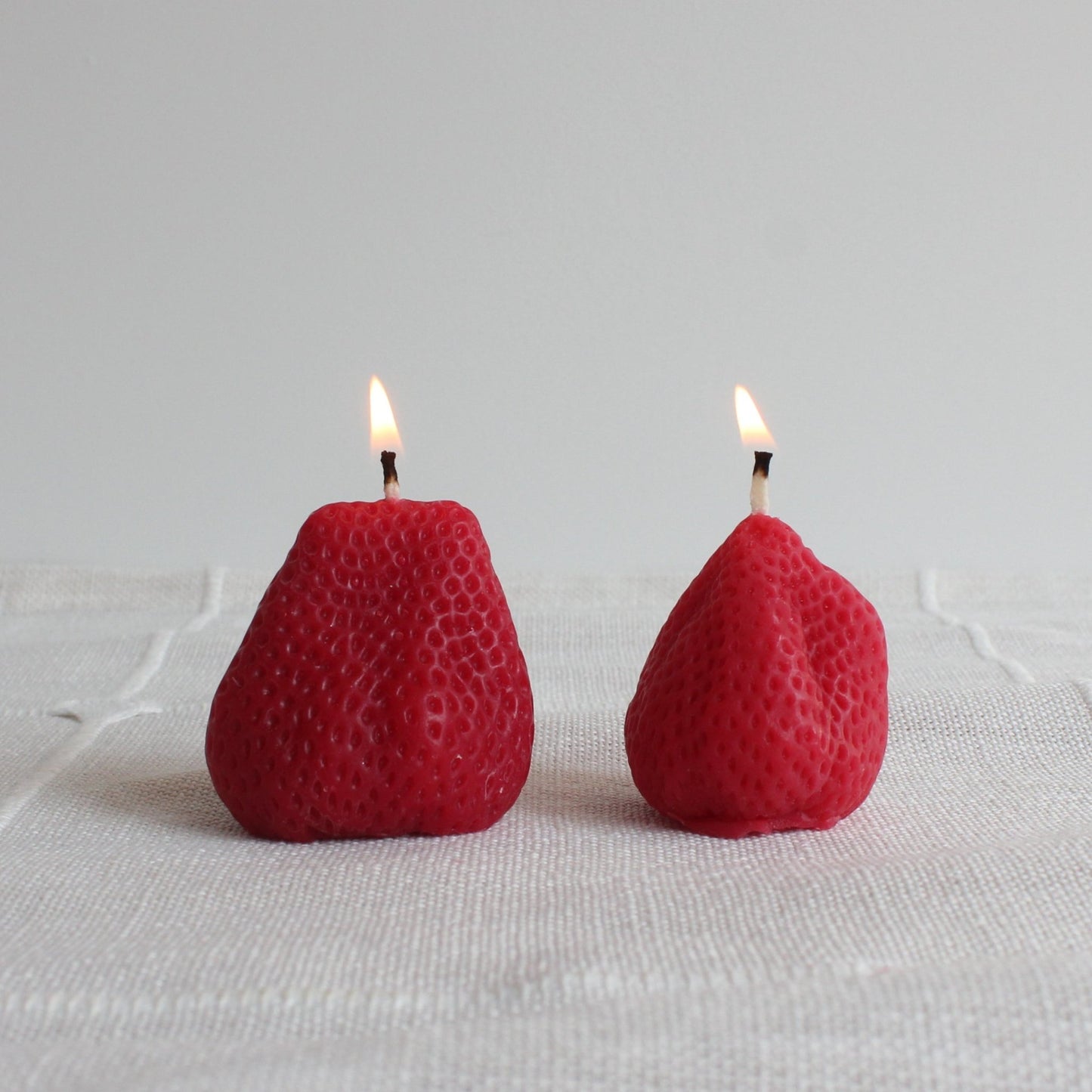 Big Strawberry Beeswax Candle Pair - Happy Organics